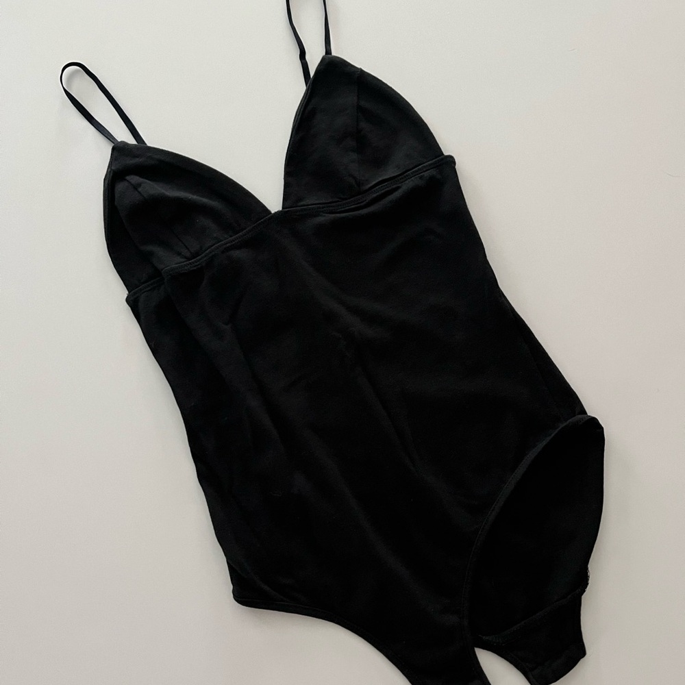 Urban Outfitters Basic Black Bodysuit V Neck Size XS NWOT Cotton-Capsule Wardobe